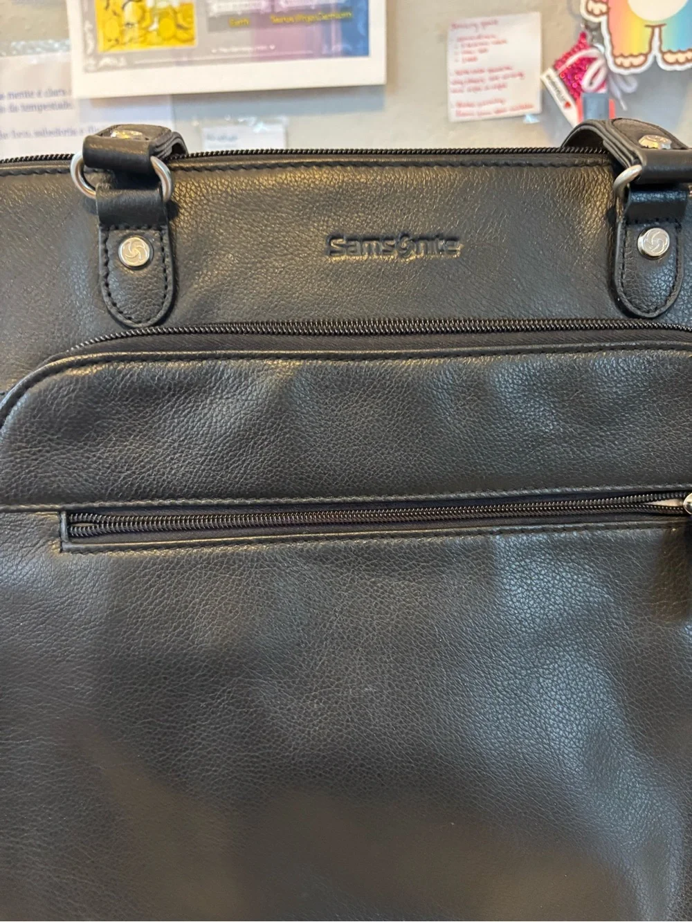 Samsonite Black Leather Laptop Tote Bag